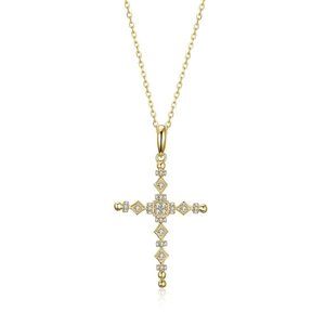 Real Diamond Fancy Cross Religious Pendant